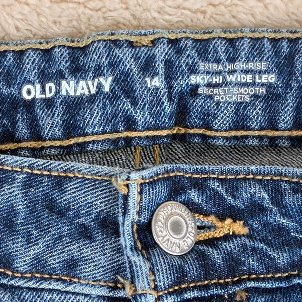 Old Navy Sky-Hi‎ Wide Leg 14 Cotton Denim Indie Boho Retro Streetwear Chic